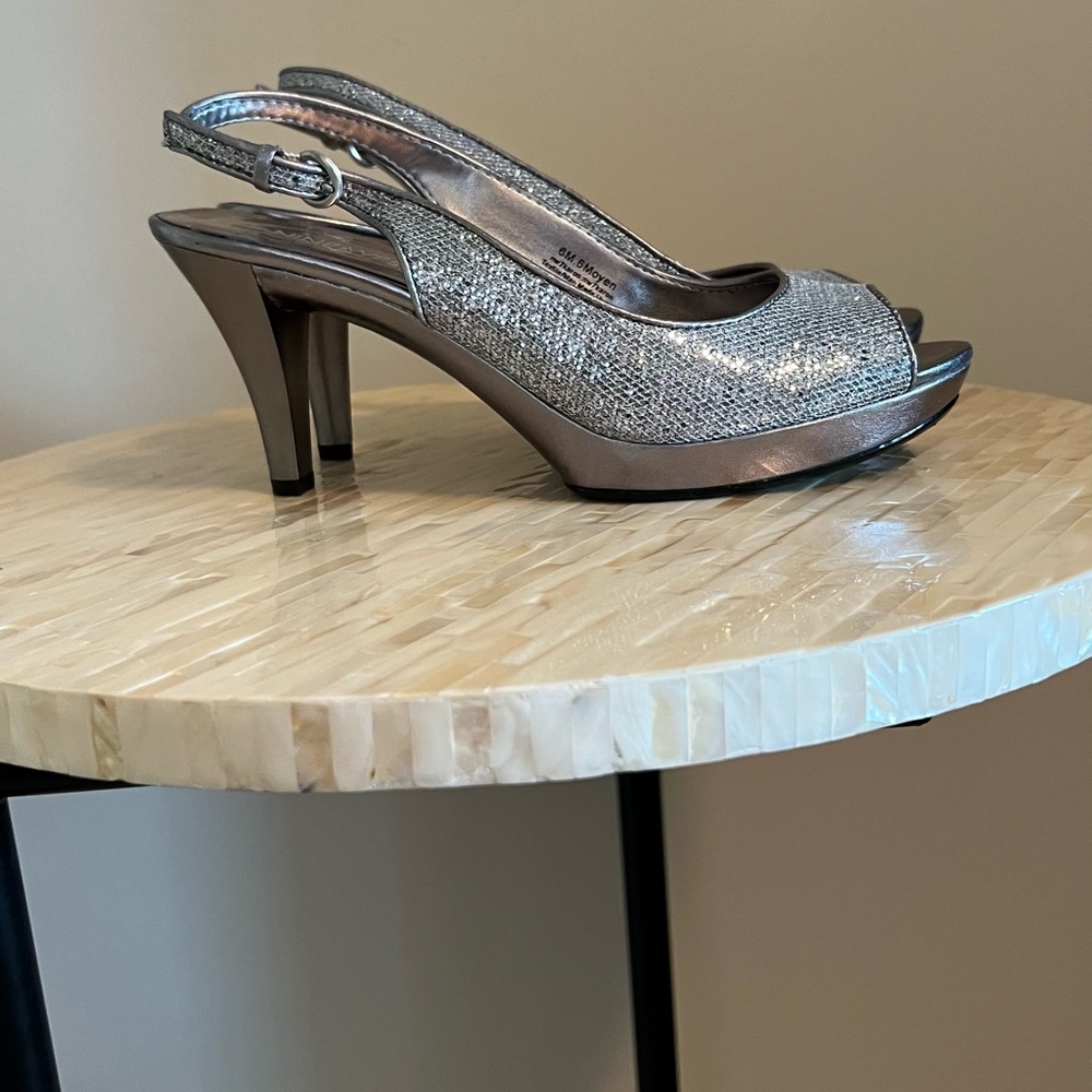 Nine West Silver Slingback Heels